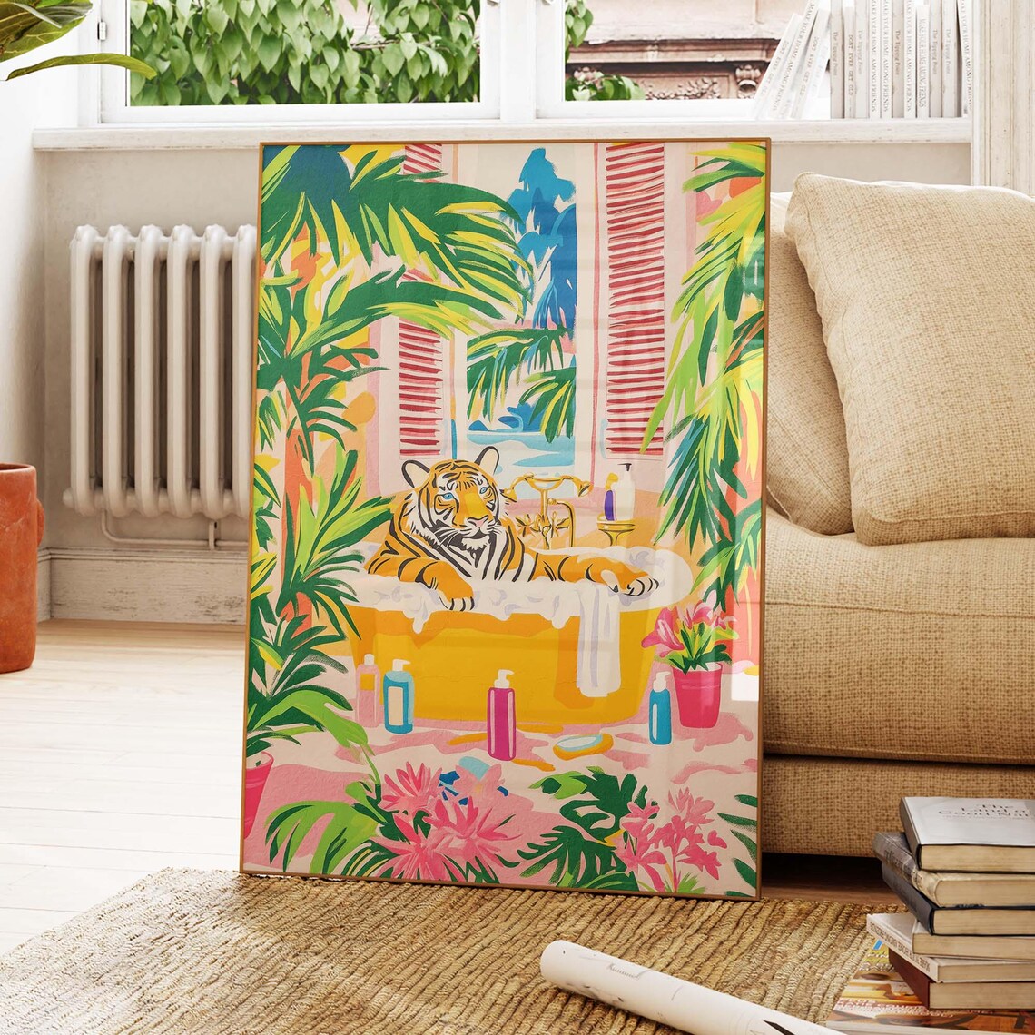 Tiger In Bathtub, Matisse Print, Maximalist Decor