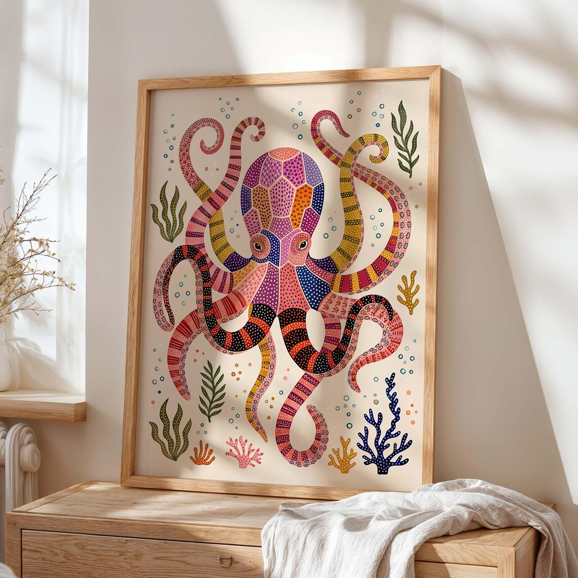 Octopus, Whimsical Coastal Ocean Poster
