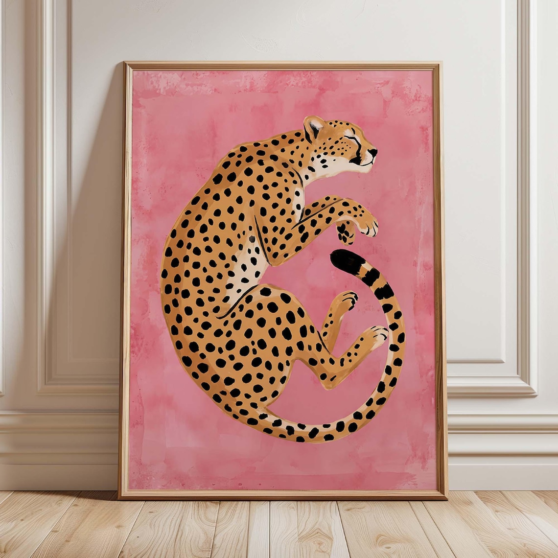 Leopard Wall Art Print, Pink Safari Nursery Decor