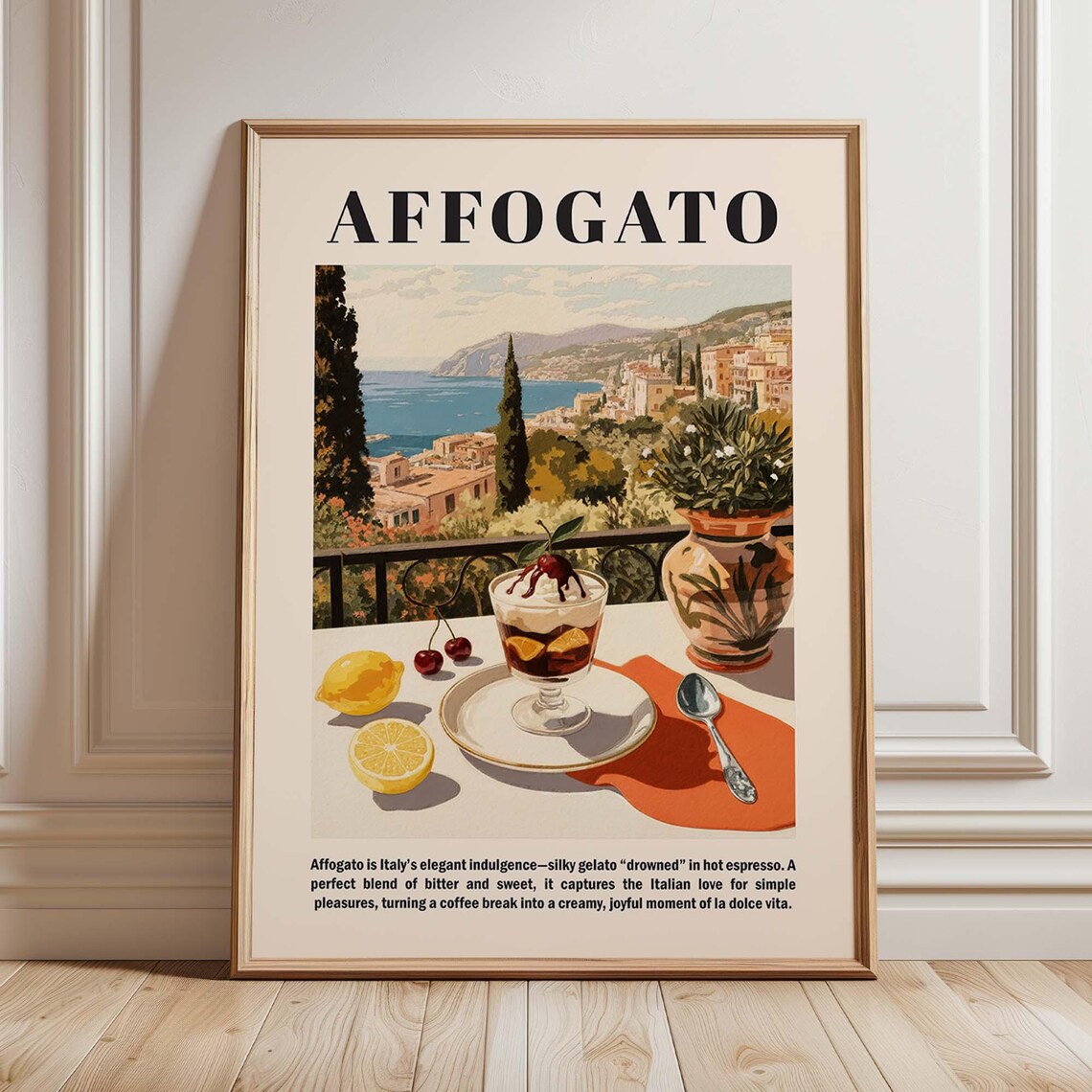 Affogato Kitchen Poster, Italian Dessert Art Print