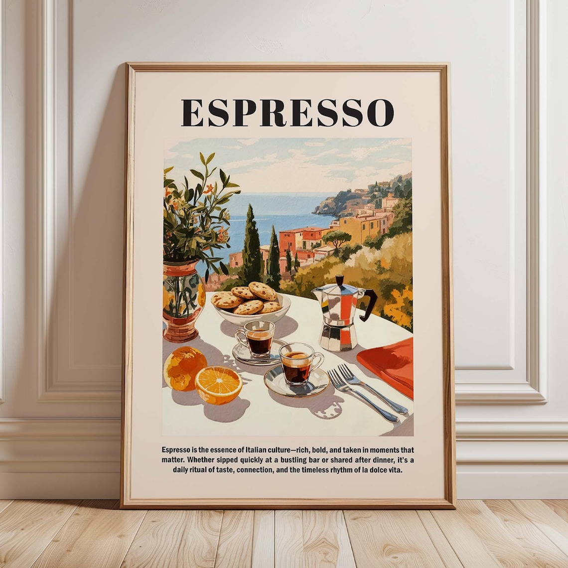 Italian Espresso Poster, Vintage Italy Kitchen Art
