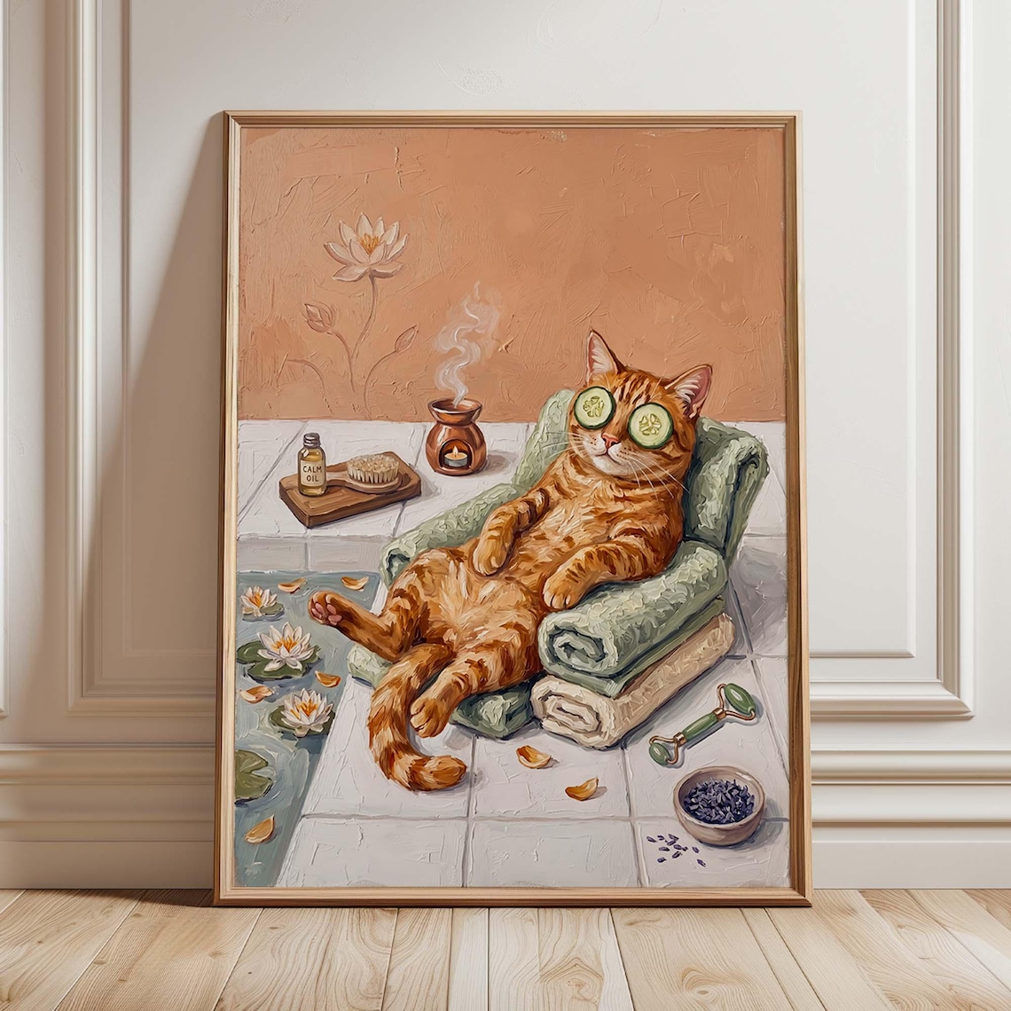 Funny Cat Bathroom Art Print, Whimsical Pet Decor