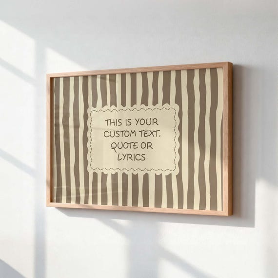 Personalised Text Print Custom Song Lyrics Gift Handwritten Style Quote Poster Vintage Stripe Wall Art