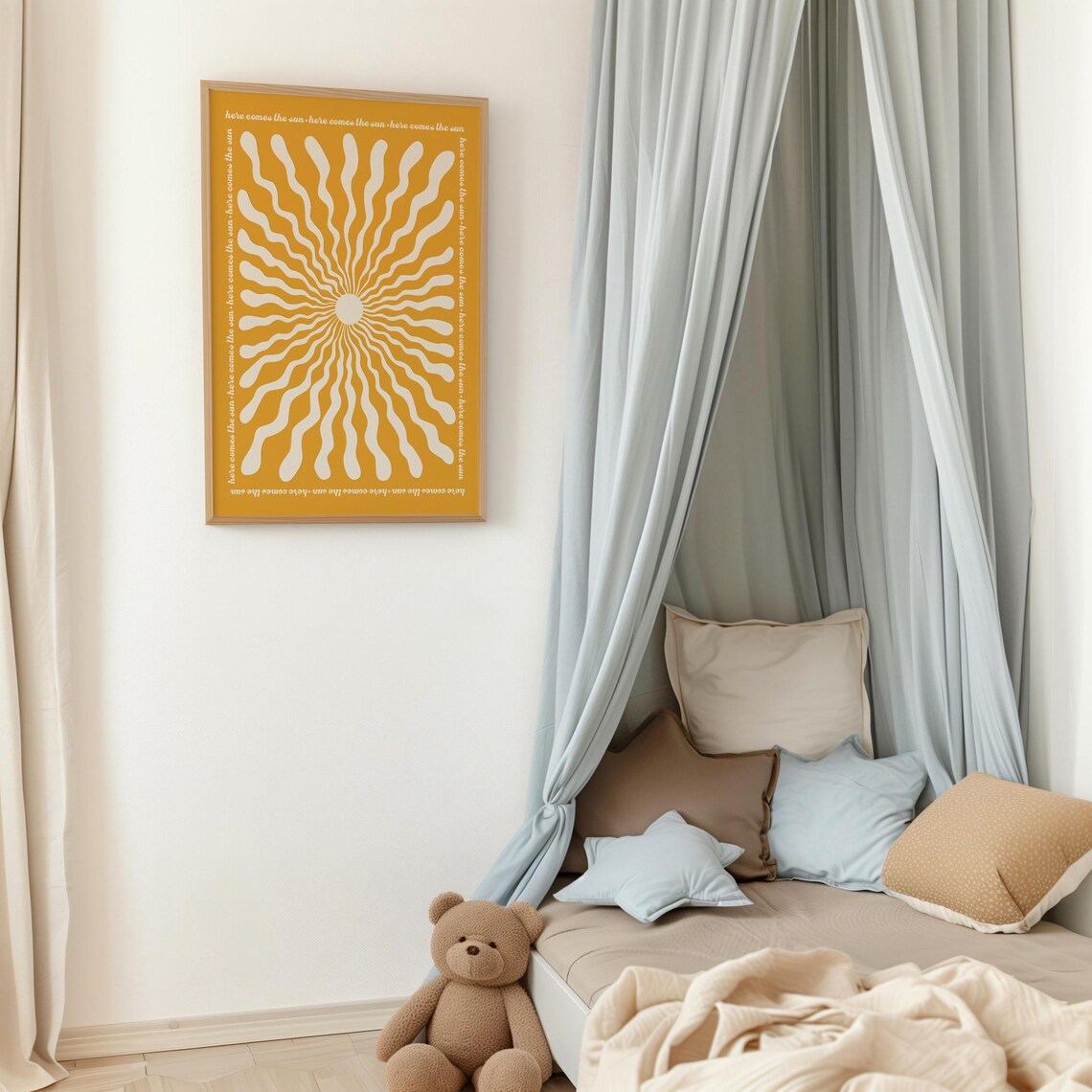 Retro Here Comes The Sun Quote Art Print, Boho - Image 4