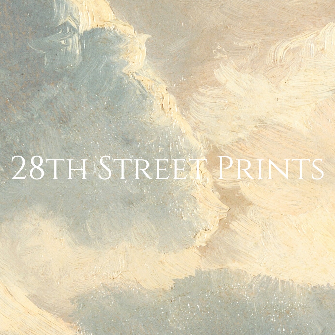 Vintage Sky Cloud Study Billowing Cream Clouds Over Dark Land Poster - Image 2