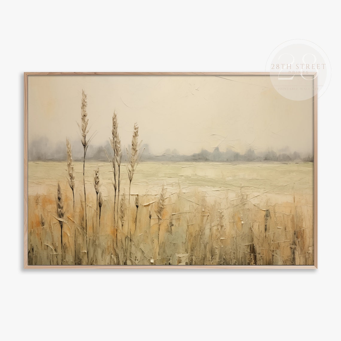Wheat Field Landscape Oil Painting Vintage Country Field Landscape Oil Painting Art Wall Art Print