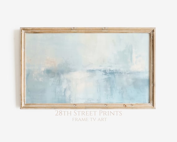 Sky Blue Abstract Misty Clouds Minimalist Modern Painting Art Print