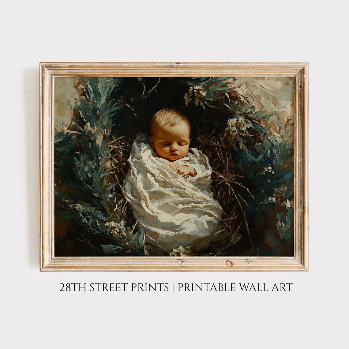 Baby Jesus Sleeping Nativity Painting Christmas Christian Art Poster