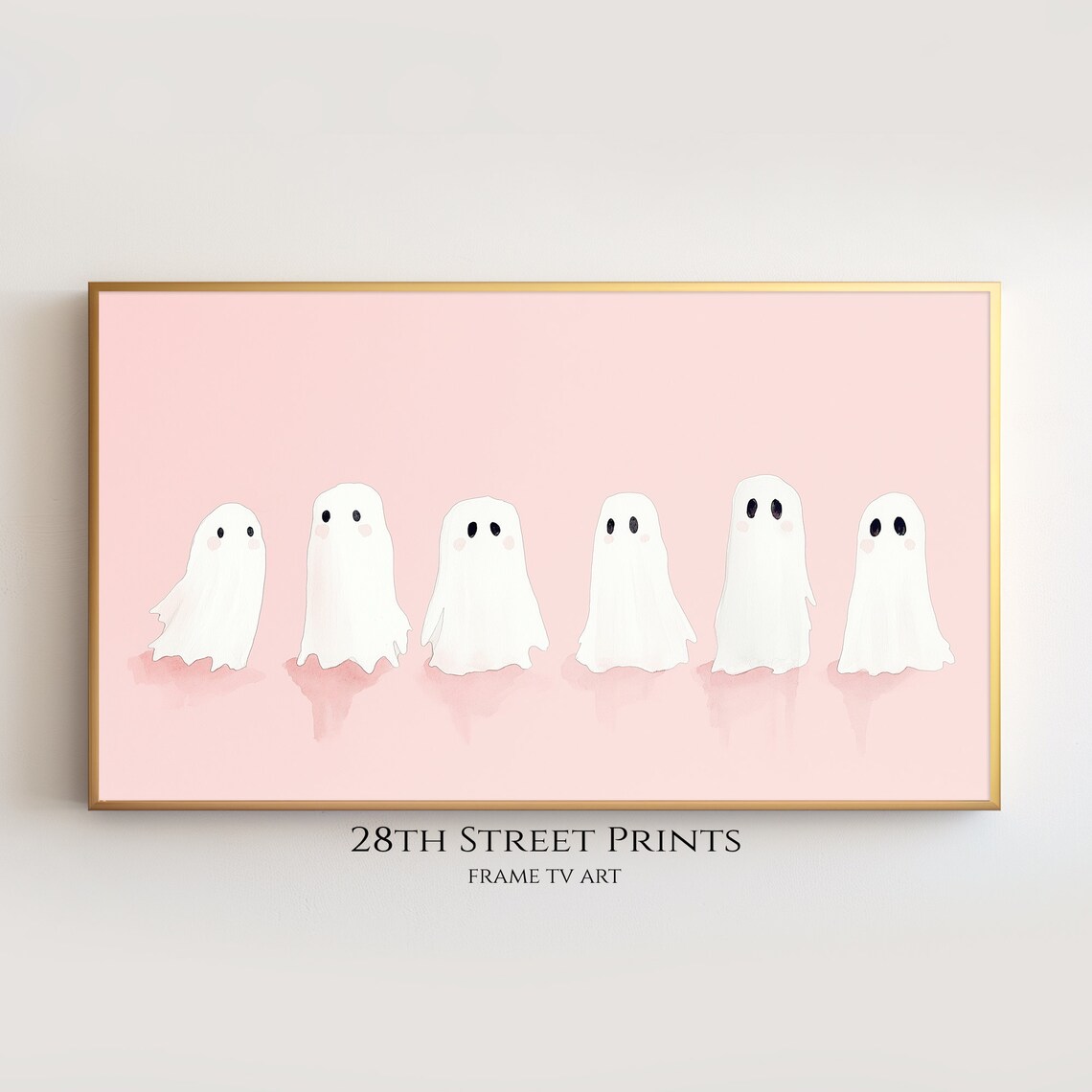 Pink Ghost Halloween Poster, Pastel Fall Decor - Image 2