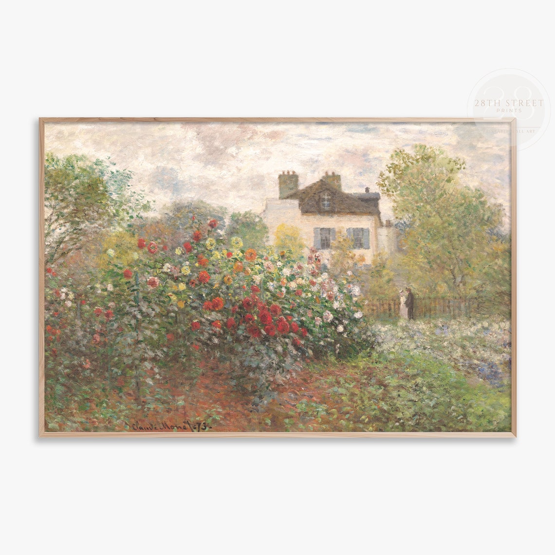 Vintage Cottage Oil Painting Summer Garden Art Vintage Rose Garden Wall Art Artists Garden 28th Street Prints