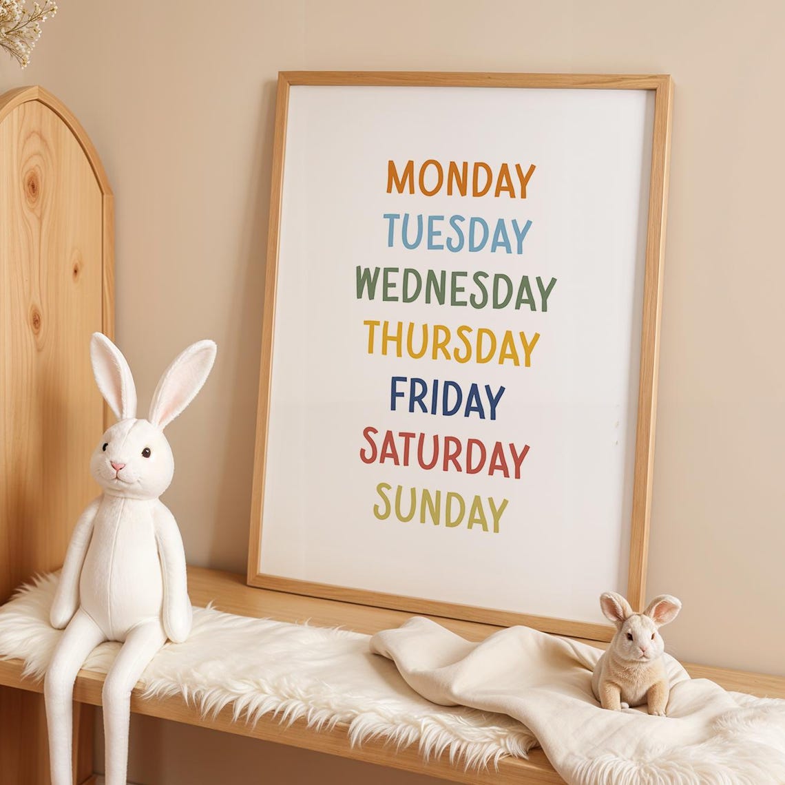 Days Of The Week Rainbow List Learning Classroom Decor Poster