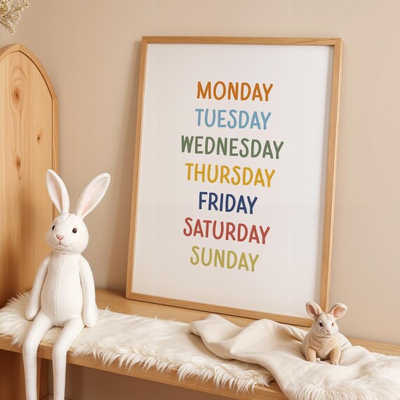 Days Of The Week Rainbow List Learning Classroom Decor Poster