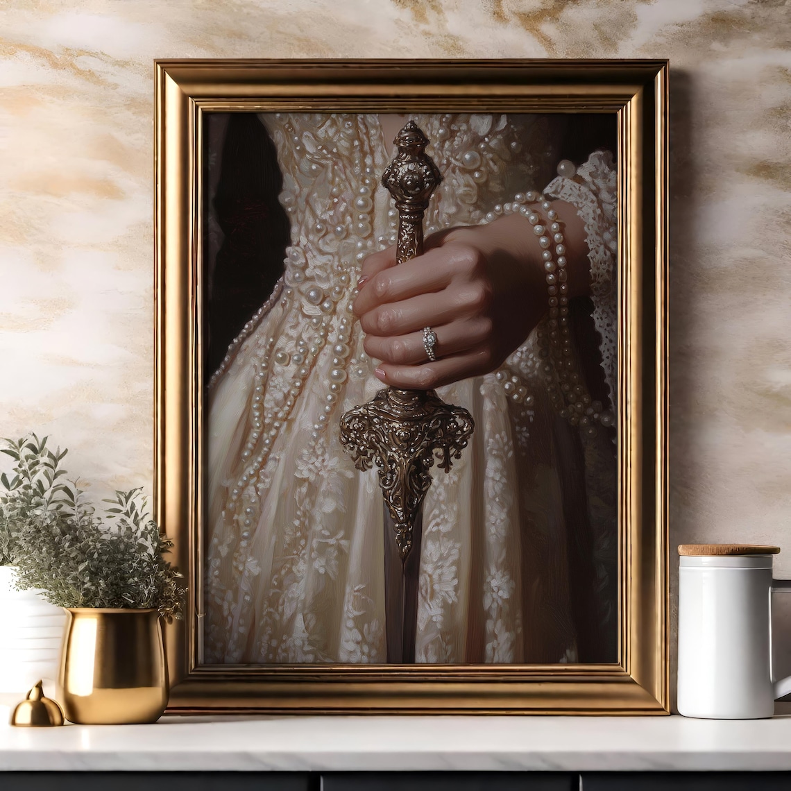 Victorian Woman With Sword Baroque Wall Art