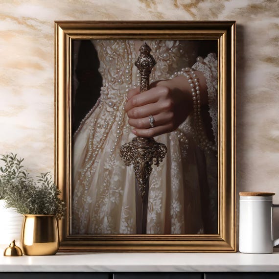 Victorian Woman With Sword Baroque Wall Art