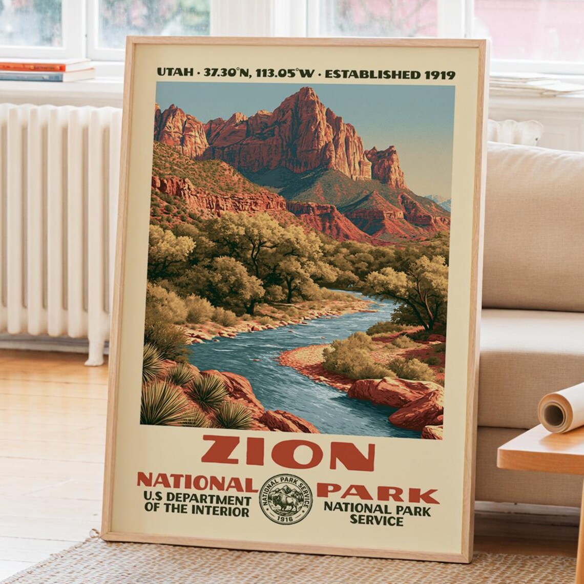 Zion National Park Vintage WPA Poster, Travel Poster