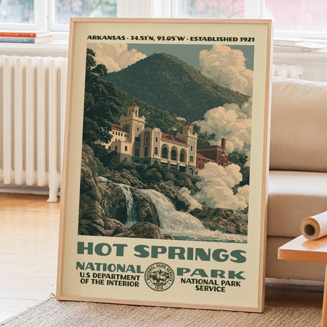 Hot Springs National Park Vintage Travel Poster