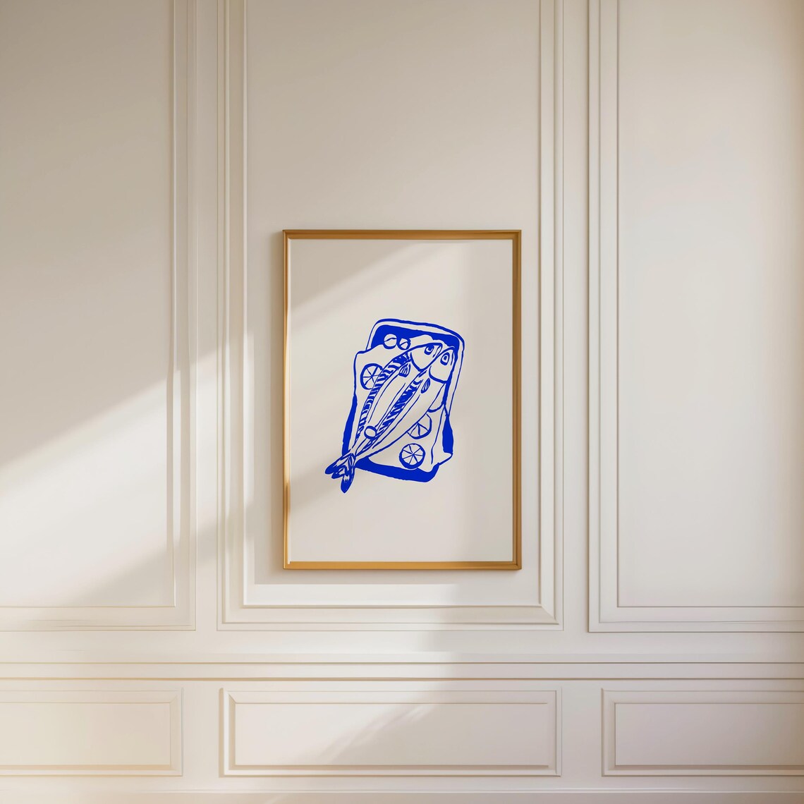 Salt Fish Print Blue Fish Baked Poster Retro Food Wall Art Modern Kitchen Decor Sketch Hand Drawn Artwork - Image 4