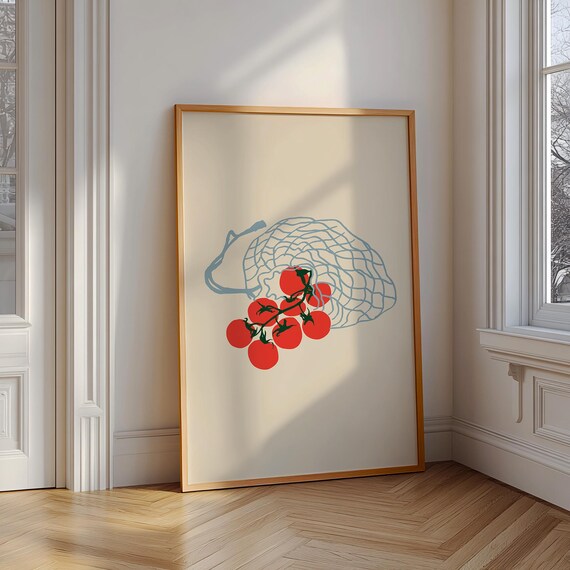 Tomato Print Vegetable Art Mediterranean Print Food Art Wall Art Vintage Art Print Eclectic Kitchen Tomatoes