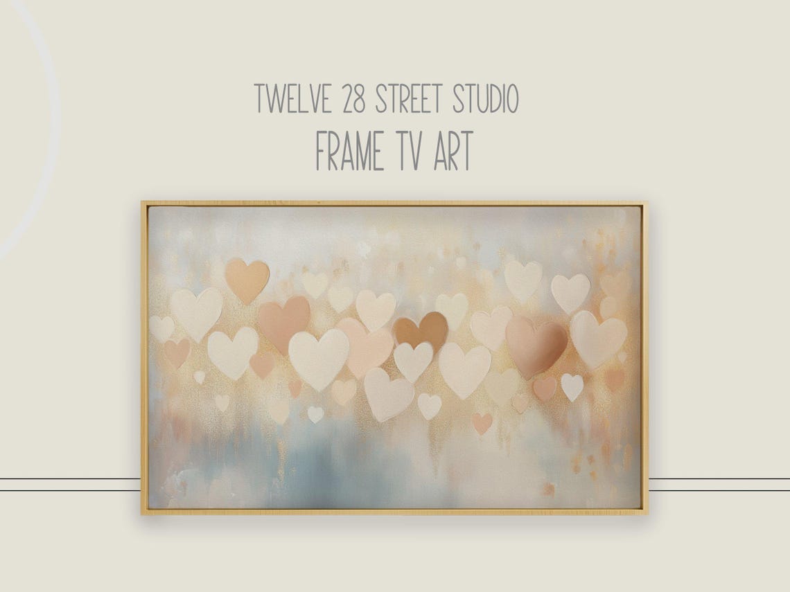Abstract Beige Hearts Soft Neutral Valentine's Day Modern Art Poster