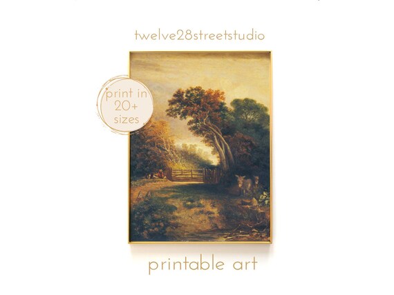 Picnic In The Forest Instant Downloand Artwork Print In 20 Sizes Wall Art Vintage Wall Art Moody Wall Art