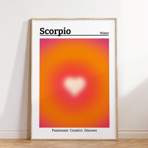 Scorpio Poster Spiritual Wall Art Heart Gradient Print Star Sign Art Aura Poster Zodiac Birthday Gift Horoscope Poster