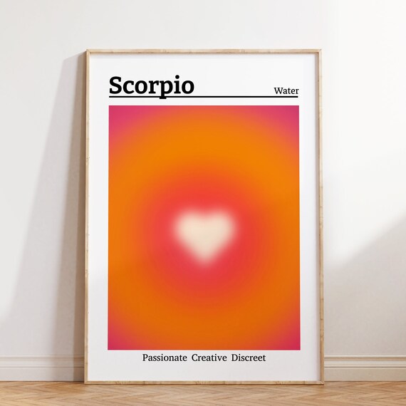 Scorpio Zodiac Heart Aura Gradient Astrology Sign Wall Poster