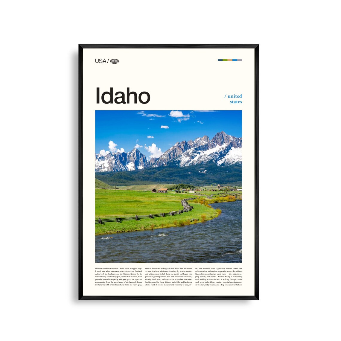 Idaho Sawtooth Mountains Green River Ranch Photo Travel Poster