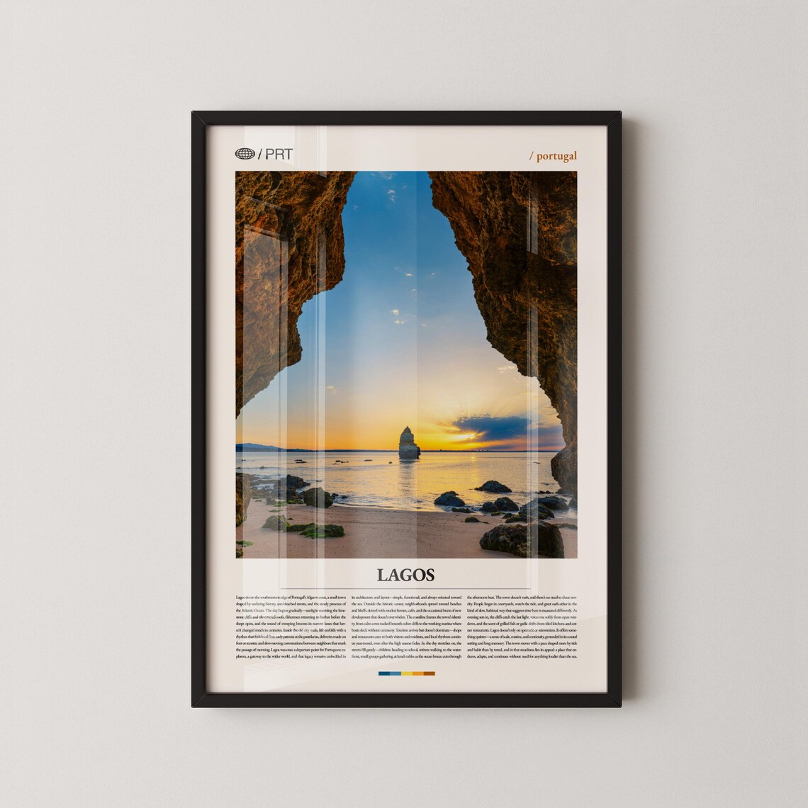 Lagos Portugal Rocky Cove Sunset Editorial Coastal Travel Poster