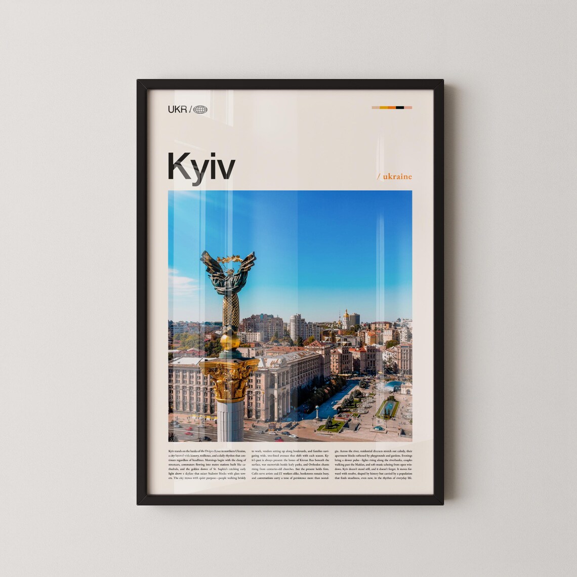 Kyiv Independence Monument Sunny Blue Sky Cityscape Travel Poster