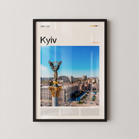 Kyiv Independence Monument Sunny Blue Sky Cityscape Travel Poster