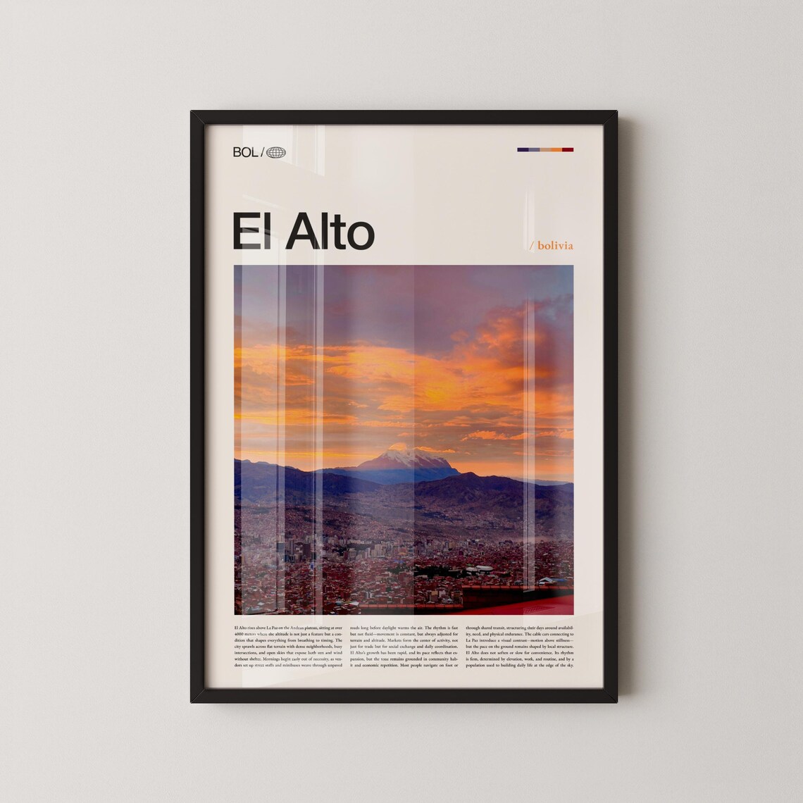 El Alto Bolivia Cityscape Sunset Andean Plateau Travel Poster