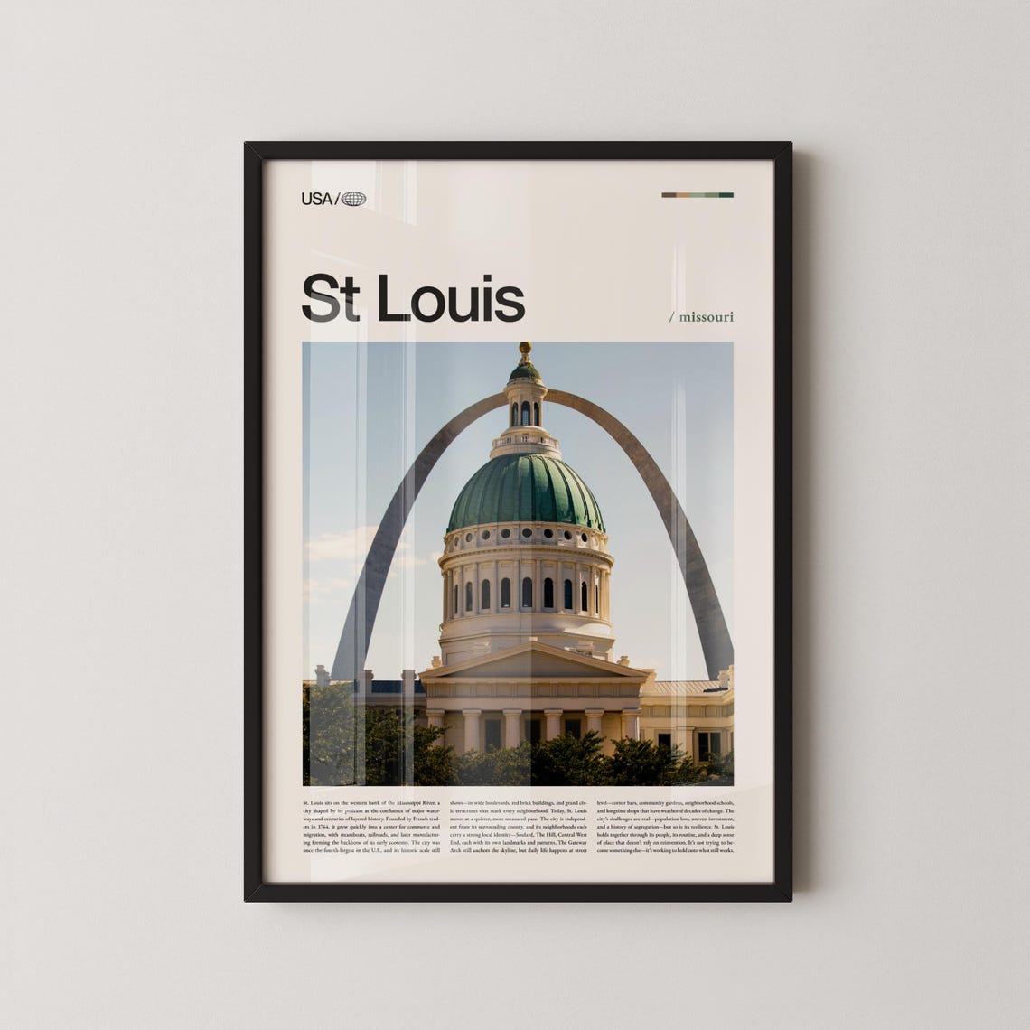 St Louis Missouri Arch Old Courthouse Dome Retro Travel Poster