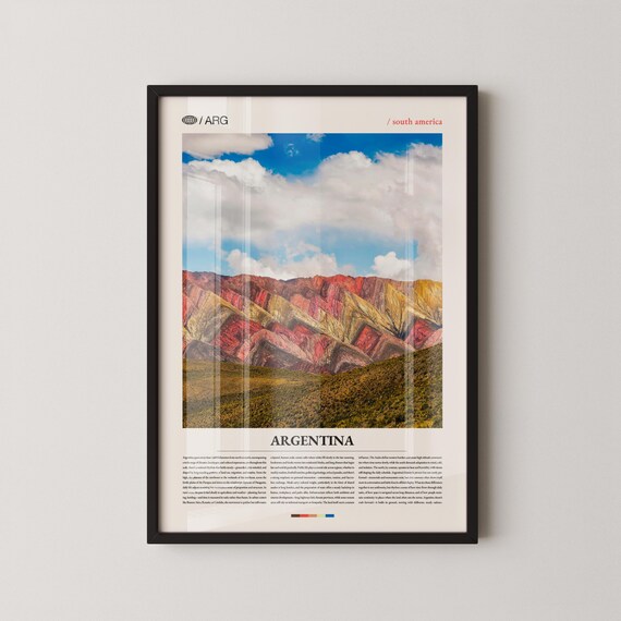 Argentina South America Travel Poster Rainbow Mountains Edition