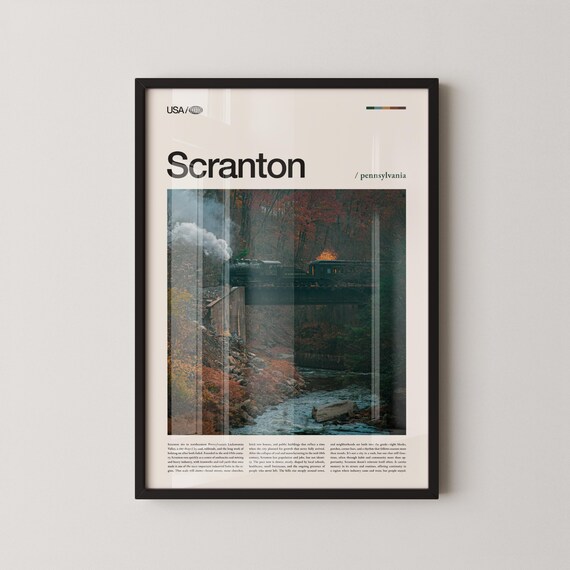 Scranton Pennsylvania Steam Train Autumn River Gorge Travel Poster