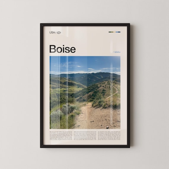 Boise Idaho Desert Hillside Trail Under A Blue Sky Travel Photo Poster
