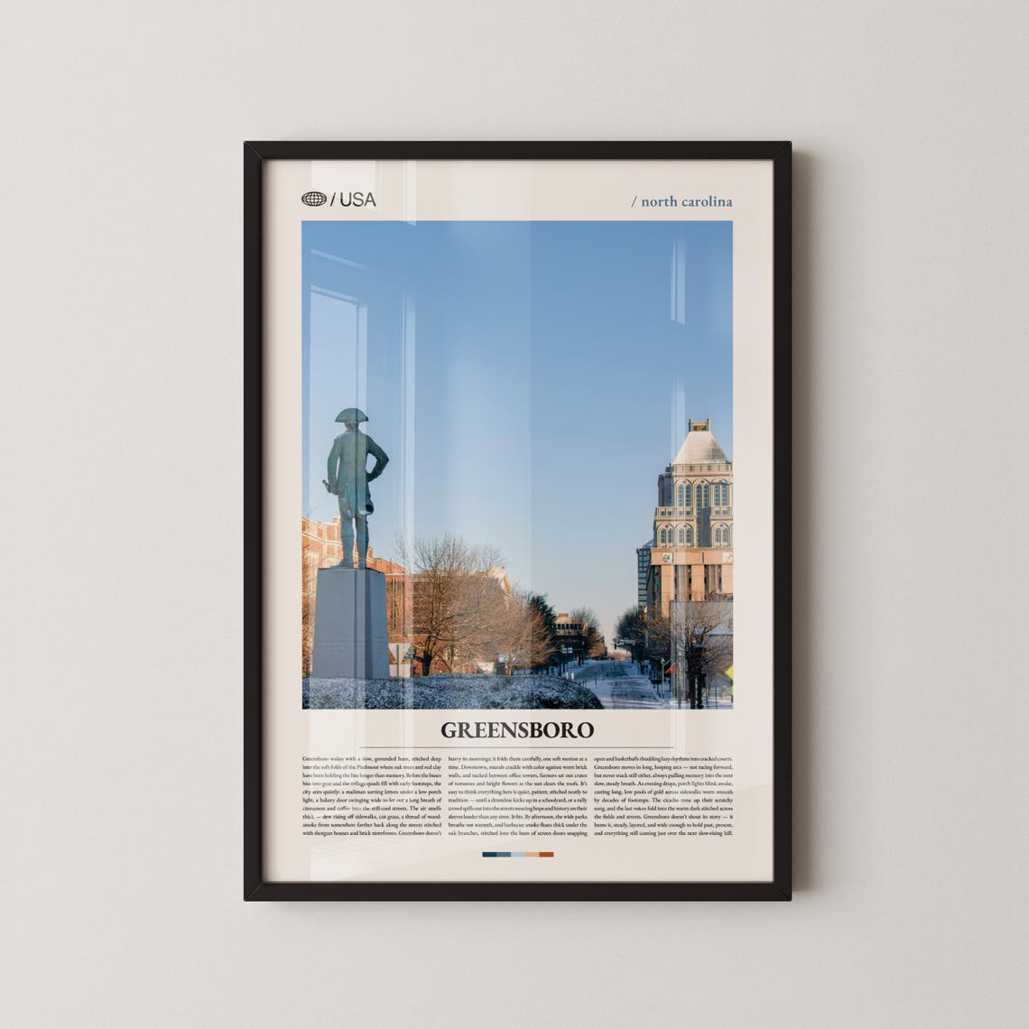 Greensboro North Carolina Bronze Statue Downtown Travel Poster