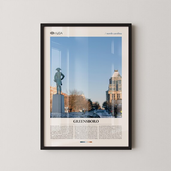 Greensboro North Carolina Bronze Statue Downtown Travel Poster