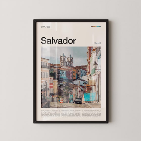 Salvador Brazil Colonial Old Town Cityscape Photography Poster