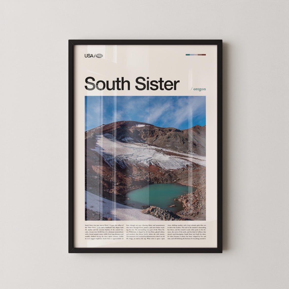 South Sister Oregon Cascade Range Glacier Horizontal Travel Poster