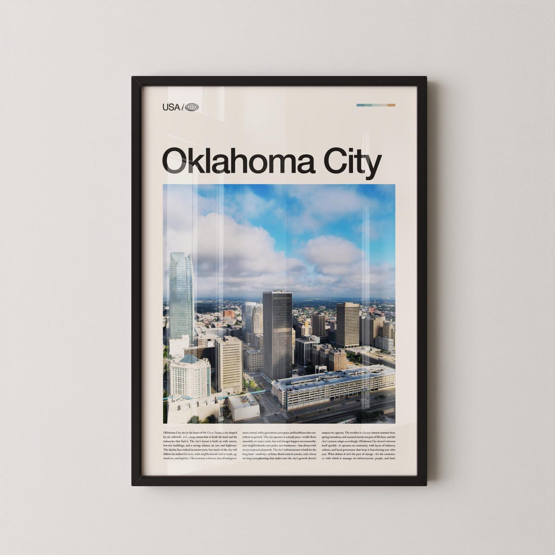 Oklahoma City Daytime Aerial Skyline Photo Bold Typography Poster
