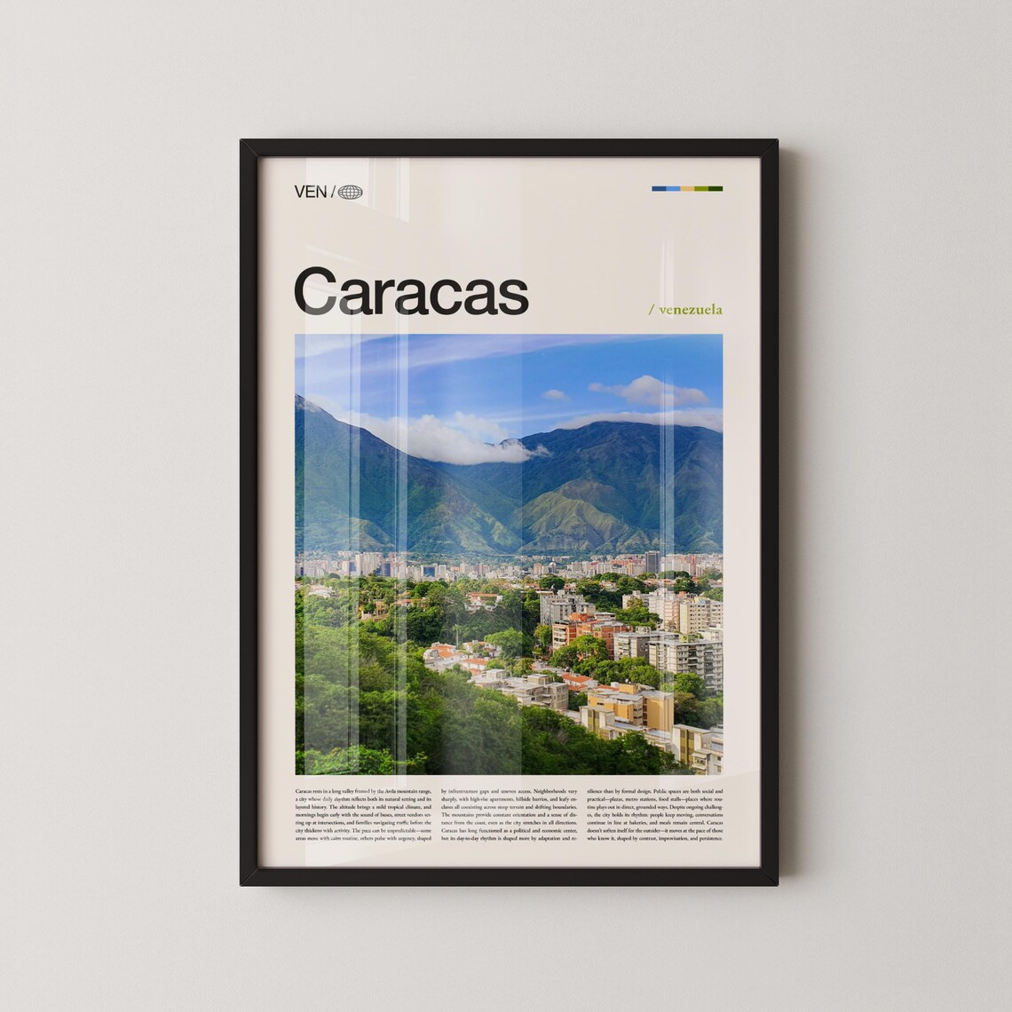 Caracas Venezuela Cityscape Avila Mountain Urban Travel Poster