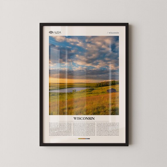 Wisconsin Prairie Wetland Sunset Golden Sky Landscape Photo Poster