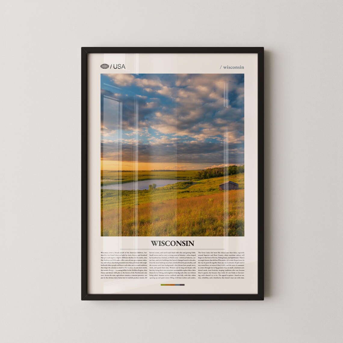 Wisconsin Prairie Wetland Sunset Golden Sky Landscape Photo Poster