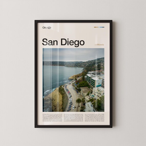 San Diego Beach Parking Cliff Aerial Editorial Travel Poster