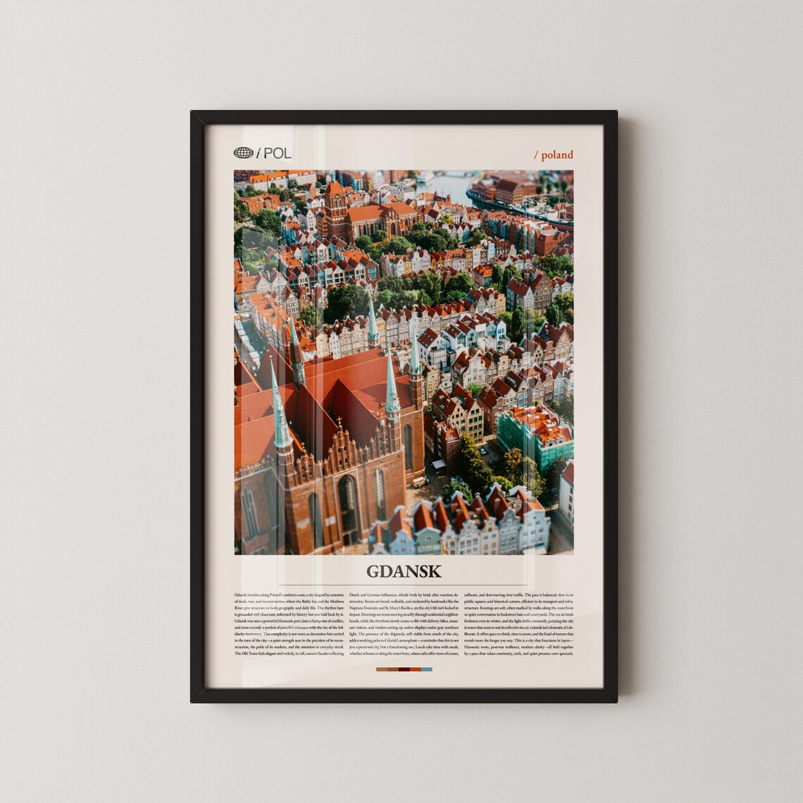 Gdansk Poland Old Town Aerial River View Historic Center Travel Poster