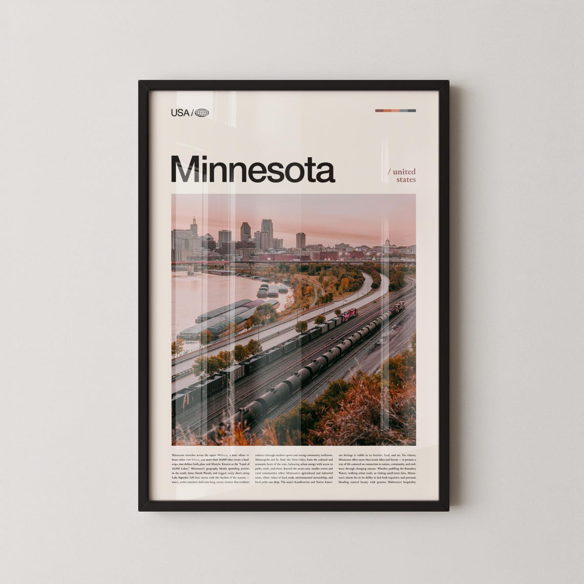 Minnesota Minneapolis Skyline at Sunset Rail Yard Photo Poster