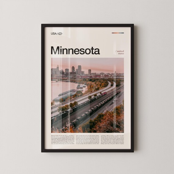 Minnesota Minneapolis Skyline at Sunset Rail Yard Photo Poster