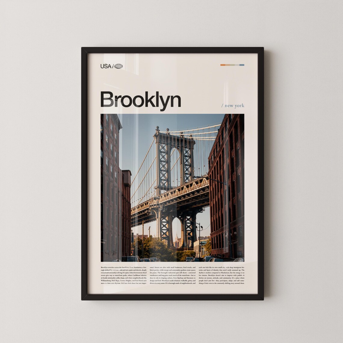 Brooklyn Manhattan Bridge Daytime Cityscape Urban Photo Travel Poster