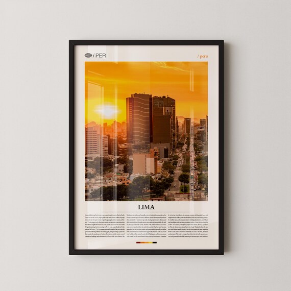 Lima Peru Sunset City Skyline Downtown Magazine Style Travel Poster