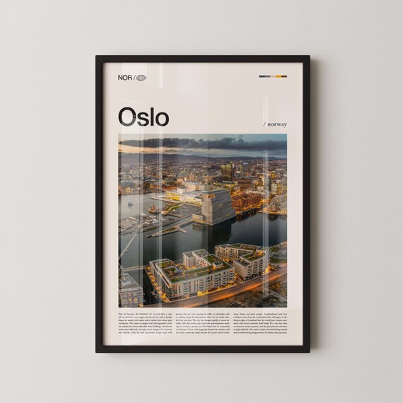 Oslo Norway Fjord Harbor Dusk Photography Modern Travel Art Poster
